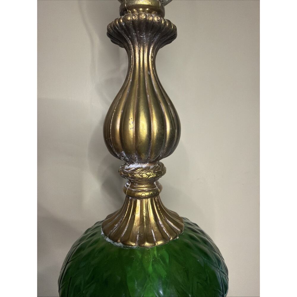 Table Lamp Green Diamond Glass Hollywood Regency MCM Antique Rose Tokyo Japan - Picture 11 of 16